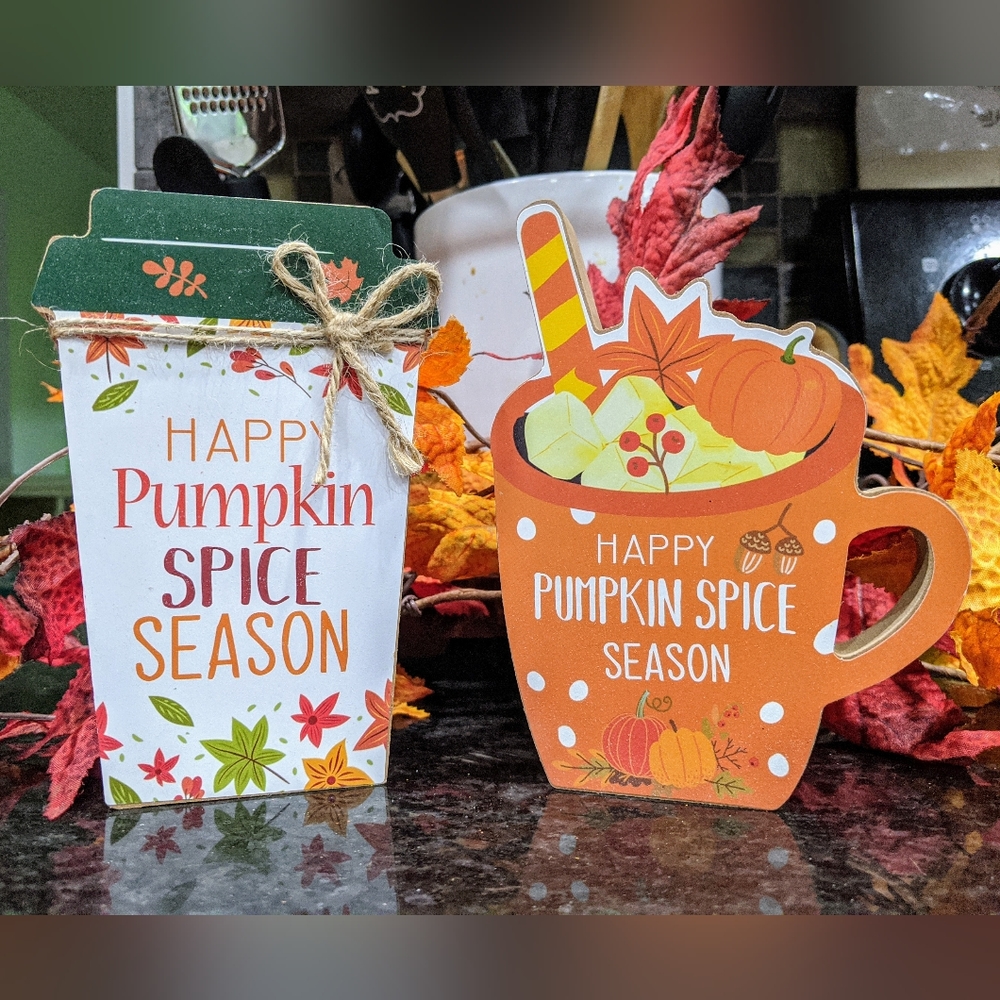 Pumpkin Spice Fall Autumn Tabletop Coffee Bar Decor